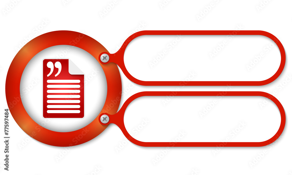 Poster red frames and document icon and quotation mark