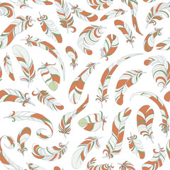 Seamless feather pattern. Vector illustration © antalogiya