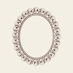 Beautiful floral design decorated frame in oval shape.
