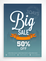 Big sale flyer, banner or template design with discount offer.