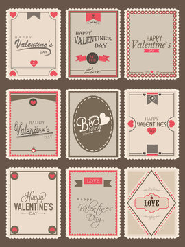Collection of postage stamp for Valentines Day celebration.