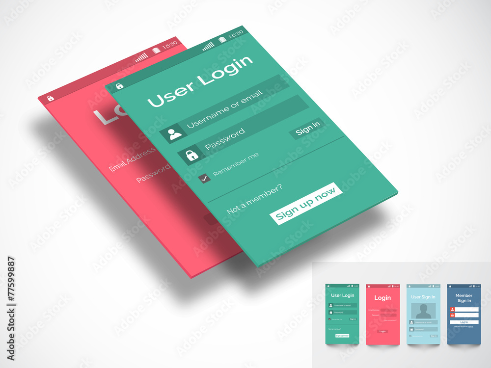 Poster web user interface with login feature for smartphone.