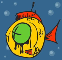 Obrazy na Plexi  Graffiti z martwą rybą