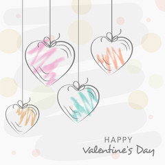 Happy Valentines Day celebration greeting card with hearts.