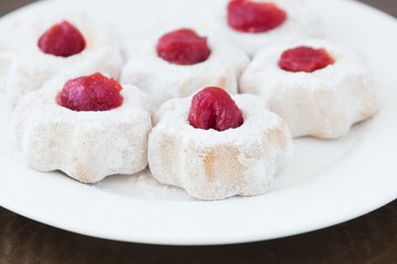 Cookies with cherry jam