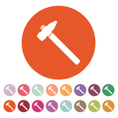 The hammer icon. Hammer symbol. Flat