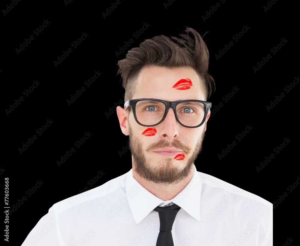 Aufkleber composite image of geeky young businessman looking at camera