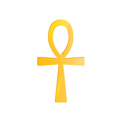 Golden Ankh symbol. Crux Ansata. Ancient Egyptian character.