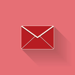 Mail letter icon with flat long shadow