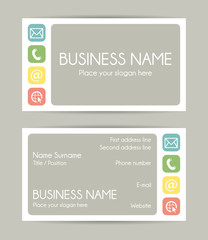 Business card. Flat design. Front and back set VI.