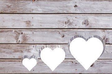 Hearts cut out in wood