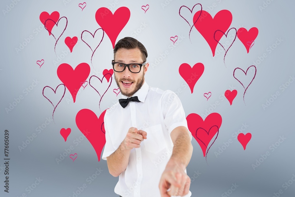 Leinwandbilder Composite image of geeky hipster pointing at camera