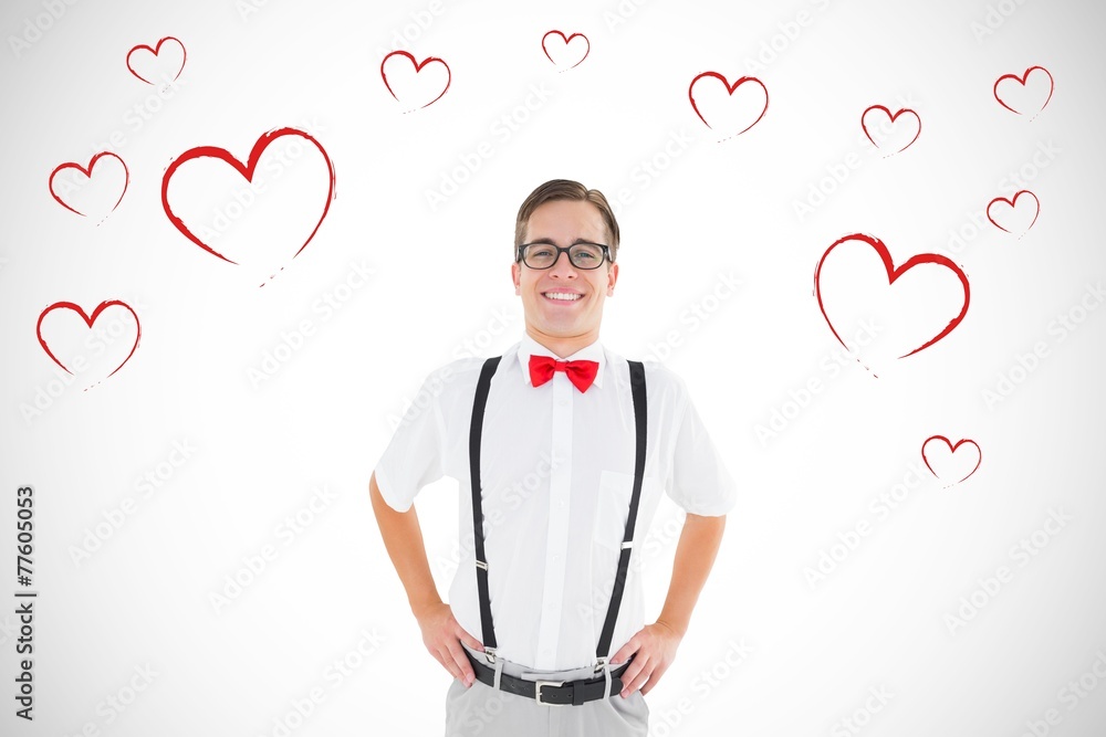 Aufkleber composite image of geeky young hipster smiling at camera