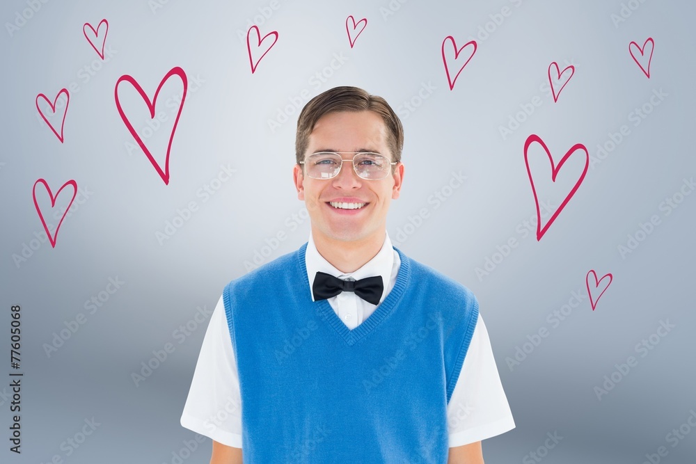 Poster Composite image of geeky hipster smiling at camera