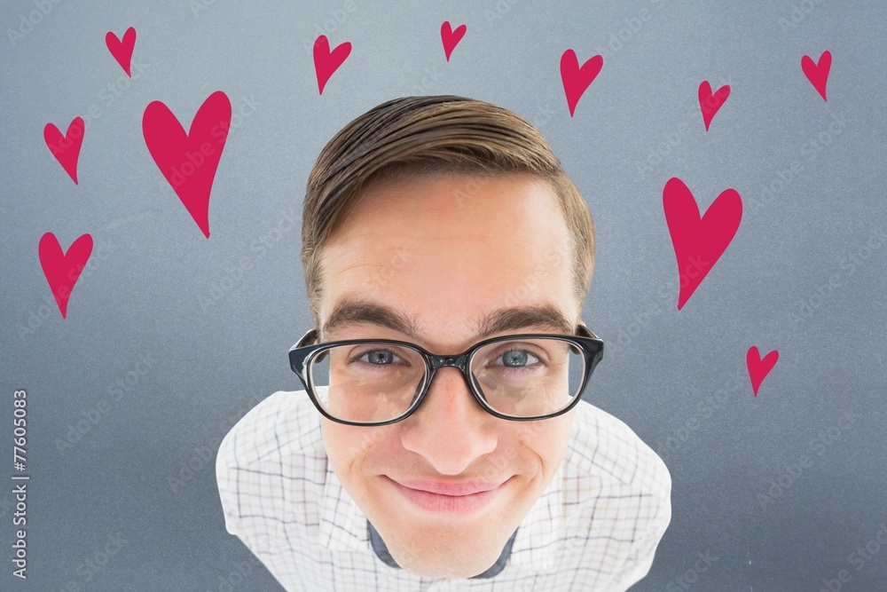 Poster Composite image of geeky hipster smiling at camera