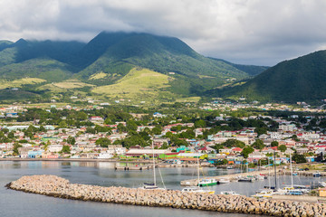Colorful Buildings Along Harbor on St Kitts