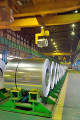 rolls of steel in a steel plant