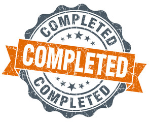 completed orange vintage seal isolated on white