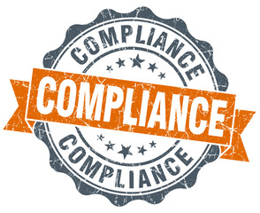 compliance orange vintage seal isolated on white