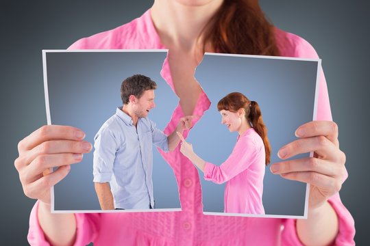 Composite image of couple arguing with each other