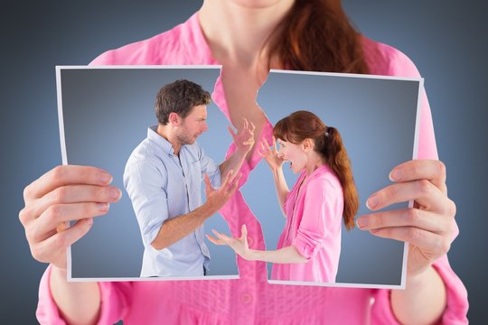 Composite image of couple arguing with each other