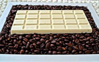 White chocolate and fragrant coffee beans.
