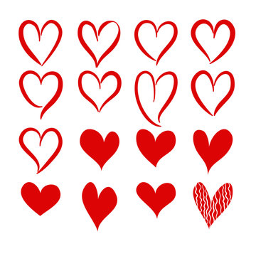 set of red heart  vector
