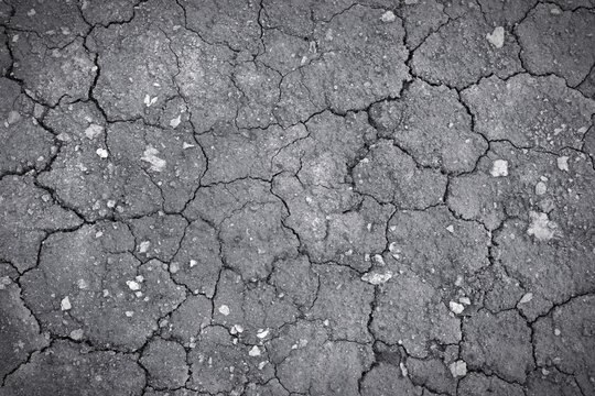 Dry soil in Africa.. Black and white.