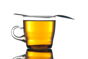 Hot tea cup isolated on white background