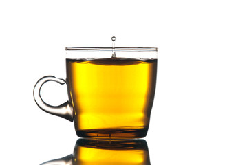 Hot tea cup isolated on white background
