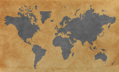 World map with old paper background