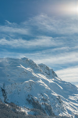 Alpine Alps mountain landscape at St Moritz. Beautiful winter