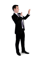 Business man fear protect