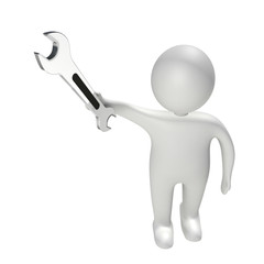 3d white man holding a wrench
