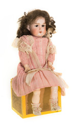 alte antike porzellankopfpuppe, puppe