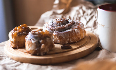 cinnabon with coffee