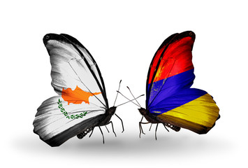 Two butterflies with flags Cyprus and Armenia