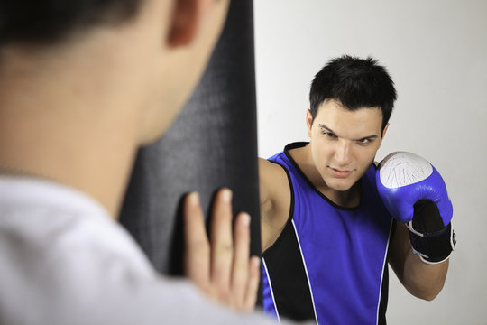 A young boxer who training for his fight