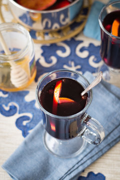A Cup of Mulled Wine with Orange Slices