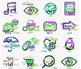 Vector mega collection of line and sticker infographics