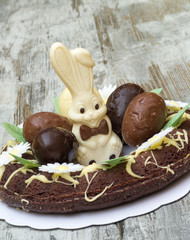 Easter Cake with Bunny and Eggs