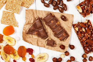 Delicious milk chocolate with hazelnut