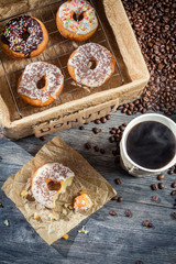 Lunch with donuts and coffee