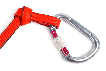 Climbing equipment - carabiner and rope
