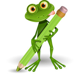 Naklejka premium Frog with Pencil