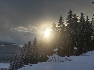 Fototapeta na wymiar Sonnenuntergang in den Bergen