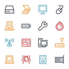 Computer components web icons set