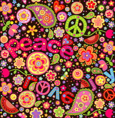 Hippie colorful wallpaper with watermelon