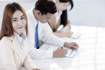 Fototapeta premium Business people discussing the charts and graphs showing the res