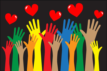 reaching hands love freedom diversity